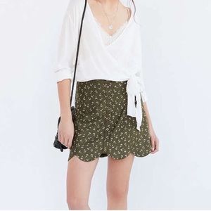 Cooperative Scalloped Button-Front Mini Skirt